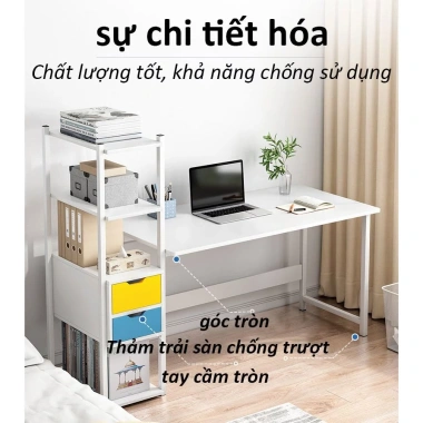 SUNNY Bàn làm việc & học nội thất, kèm giá sách, kích thước lớn, tháo lắp dễ dàng 3