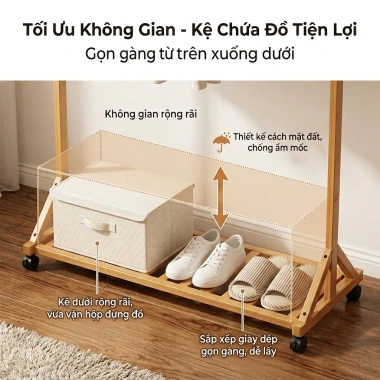 SUNNY BIERE Giá phơi quần áo đa năng tre tự nhiên - Móc treo áo khoác bền chắc 126k 8