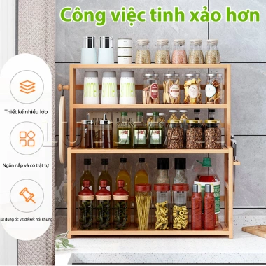 SUNNY BIERE Kệ gia vị gỗ cao su tự nhiên – Bền bỉ, chống ăn mòn, nhập khẩu, giá 92.221₫ 5