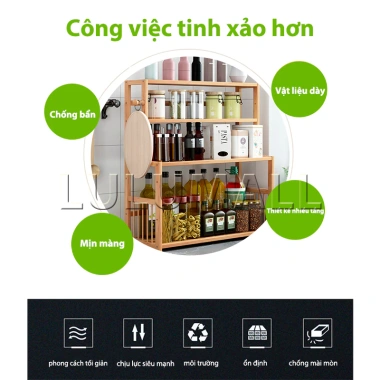 SUNNY BIERE Kệ gia vị gỗ cao su tự nhiên – Bền bỉ, chống ăn mòn, nhập khẩu, giá 92.221₫ 7