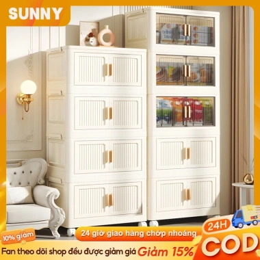 SUNNY Tủ Đựng Đồ Gấp Gọn 50‑70cm Nhựa Bánh Xe – Tiết kiệm không gian bếp, 248.000₫