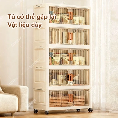 SUNNY Tủ Đựng Đồ Gấp Gọn 50‑70cm Nhựa Bánh Xe – Tiết kiệm không gian bếp, 248.000₫