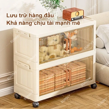 SUNNY Tủ Đựng Đồ Gấp Gọn 50‑70cm Nhựa Bánh Xe – Tiết kiệm không gian bếp, 248.000₫