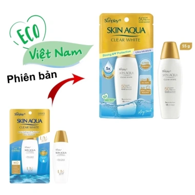 Sunplay Skin Aqua Clear White 55g - Kem chống nắng SPF50+ PA+++ kiềm dầu, không trôi, trắng mịn, 209.000 VND
