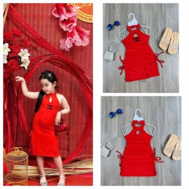 Sườn Xám Lễ Tết Bé Gái Dưới 1m3 Giá 89k - HCM Hỏa Tốc Giá Tốt 9