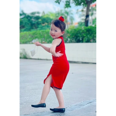 Sườn Xám Nhung cho Bé Gái - Đồ Truyền Thống Trung Thu Lễ Tết, Giá Siêu Ưu Đãi 99k