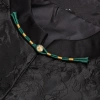 Sườn Xám Tấm Khóa Trung Hoa tay lá vàng, hạt & sợi vàng, đuôi dài, phù hợp Hanfu, giảm giá 5.9k 14