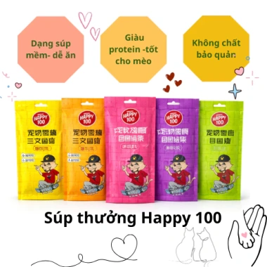 Súp Thưởng WANPY HAPPY 100 Gói 70g (5 Thanh x 14g) - Dinh Dưỡng Cho Mèo 3 Tháng, Giá 39.000₫