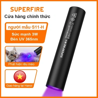 SUPERFIRE S11-H 3W LED UV USB sạc lại - Đèn đen 365nm kiểm tra nước tiểu giá 142.000₫