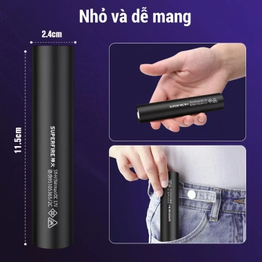 SUPERFIRE S11-H 3W LED UV USB sạc lại - Đèn đen 365nm kiểm tra nước tiểu giá 142.000₫