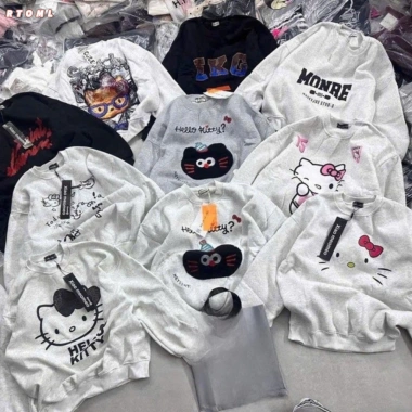 Sweater in hình mèo không bông tróc 350gsm dày dặn mùa thu đông Local Brand RTOML giá 69k