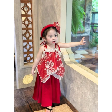 SY9 Kèm Mấn Hoa - Sét Yếm TẾT 2.026 + Váy Hoa Nguyệt Xinh Xắn cho Bé Vani Kids 139k 2