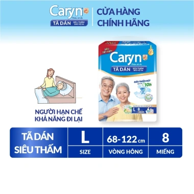 Tã bỉm dán người lớn Caryn siêu thấm size L, hạn chế đi lại, 8/10/20/40 pcs, 87.000 VND Tã bỉm dán người lớn Caryn siêu thấm size L, hạn chế đi lại, 8/10/20/40 pcs, 87.000 VND