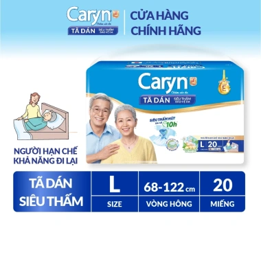 Tã bỉm dán người lớn Caryn siêu thấm size L, hạn chế đi lại, 8/10/20/40 pcs, 87.000 VND 3