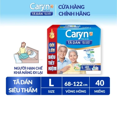 Tã bỉm dán người lớn Caryn siêu thấm size L, hạn chế đi lại, 8/10/20/40 pcs, 87.000 VND 4