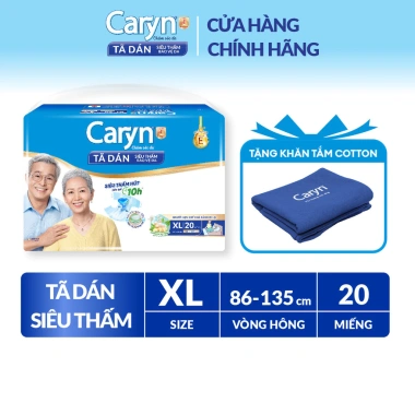 Tã bỉm dán người lớn Caryn siêu thấm size L, hạn chế đi lại, 8/10/20/40 pcs, 87.000 VND 10