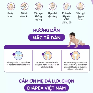 Tã bỉm Diapex ngừa hăm, đủ size tã quần và dán, da bé khô thoáng 10h, chỉ 56.001 VND 4 Tã bỉm Diapex ngừa hăm, đủ size tã quần và dán, da bé khô thoáng 10h, chỉ 56.001 VND 4