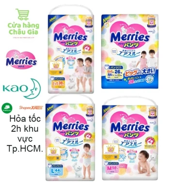 Tã Bỉm Merries Nhật Nội Địa Size M-L-XL-XXL, Giá gốc 437,880 giảm còn 356,000 VNĐ