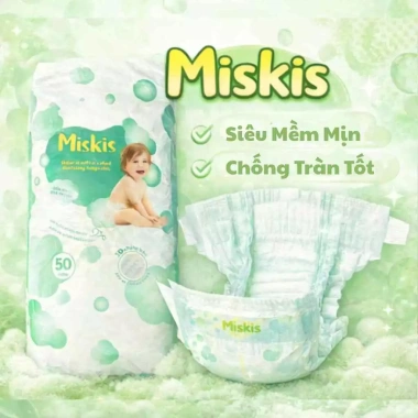 Tã Bỉm Quần MisKis Kiểu Mới Cuộn Mỏng Nhẹ 800‑1.200ml Chống Thấm Công Nghệ Mới