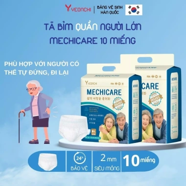 Tã bỉm quần người lớn Yeonchi Mechicare siêu mỏng siêu thấm 10 miếng size M-L/L-XL - Giá 129.089đ