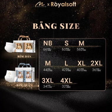 Tã bỉm Royal Soft quần và dán chính hãng, siêu mềm mịn, thân thiệt, size đầy đủ cho bé 4