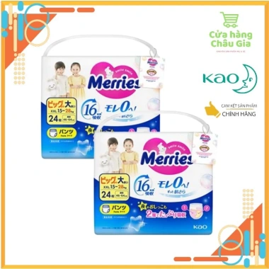 Tã bỉm/quần Merries siêu cộng miếng Jumbo Nhật, L54 XL46 XXL30 - giá 309.000đ