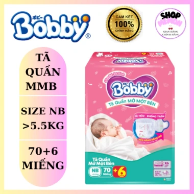 Tã Bobby mở một bên size NB70 - Thấm hút vượt trội, giá ưu đãi 179.000 VND