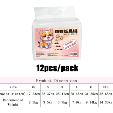 Tã chó cái 12 miếng chống tràn, khô thoáng, quần sinh lý thoáng khí 2‑30kg – Đồ dùng thú cưng