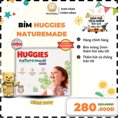 Tã dán Huggies Platinum Nature Made NB60 M58 L44 XL38 XXL26 - Giá chỉ 295k 2