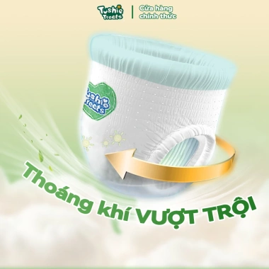 Tã dán Tushie Treats công nghệ Nhật Bản 50 miếng NB‑S‑M‑L, giữ mông bé khô thoáng 2 Tã dán Tushie Treats công nghệ Nhật Bản 50 miếng NB‑S‑M‑L, giữ mông bé khô thoáng 2