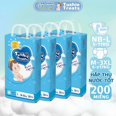 Tã dán Tushie Treats siêu mỏng công nghệ tiên tiến, ôm sát, thấm hút, luôn khô thoáng - Size NB S M L - 99,999 VND