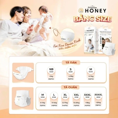 Tã quần Honey Premium - Bỉm chính hãng siêu mỏng, thấm hút tốt, giảm giá 300k