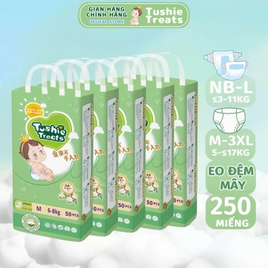 Tã Quần Tushie Treats công nghệ Nhật Bản thấm hút 1.000ml, giữ mông bé khô thoáng, size M‑XL‑2XL‑3XL Tã Quần Tushie Treats công nghệ Nhật Bản thấm hút 1.000ml, giữ mông bé khô thoáng, size M‑XL‑2XL‑3XL