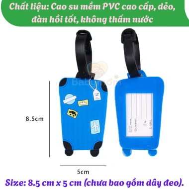 Tag hành lý cao su mềm hình vali ngộ nghĩnh – Thẻ vali dễ thương cho trẻ em, người lớn, chỉ 50.000₫