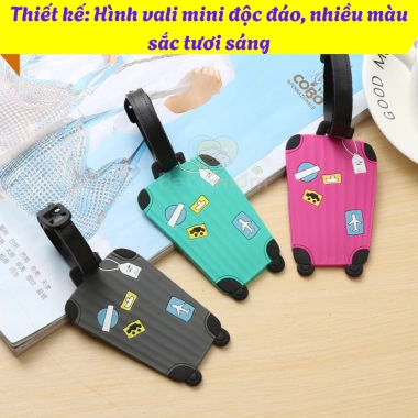 Tag hành lý cao su mềm hình vali ngộ nghĩnh – Thẻ vali dễ thương cho trẻ em, người lớn, chỉ 50.000₫