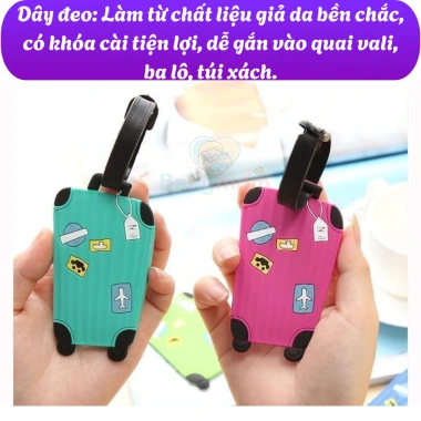 Tag hành lý cao su mềm hình vali ngộ nghĩnh – Thẻ vali dễ thương cho trẻ em, người lớn, chỉ 50.000₫