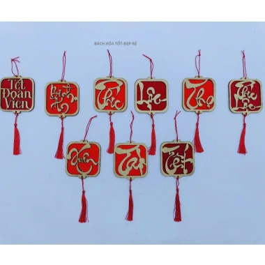 TAG Khánh Liễn Gỗ Mix Vải Dạ - Tag Treo Trang Trí Tết Giá Ưu Đãi 11.000đ