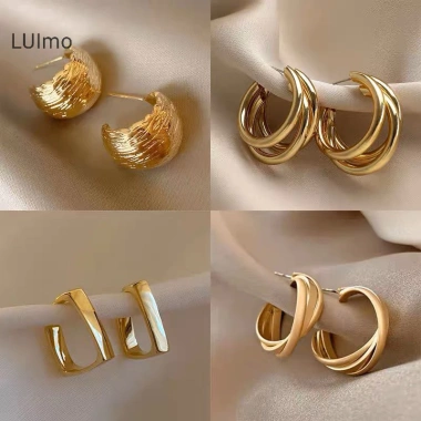Tai bông kim loại hình học tối giản Luimo - Cặp đôi thời trang nữ, giá 30.140đ 3