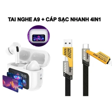 Tai Nghe A9 Pro ANC, Màn Hình LCD Cảm Ứng, Giảm Tiếng Ồn, Bảo Hành 12 Tháng – 275k