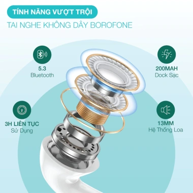 Tai Nghe Bluetooth BOROFONE 5.3 Độ Trễ Thấp, Hỗ Trợ Đàm Thoại, Bảo Hành 1 Năm, 235.000 VND 2