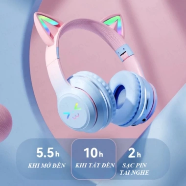 Tai nghe Bluetooth chụp tai mèo có mic, bass mạnh, gập gọn tiện lợi - chỉ 199.000đ 3