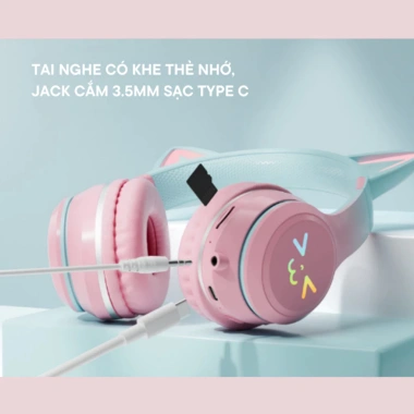 Tai nghe Bluetooth chụp tai mèo có mic, bass mạnh, gập gọn tiện lợi - chỉ 199.000đ 4