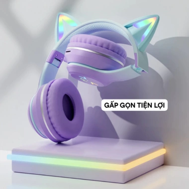 Tai nghe Bluetooth chụp tai mèo có mic, bass mạnh, gập gọn tiện lợi - chỉ 199.000đ 5