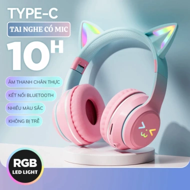 Tai nghe Bluetooth chụp tai mèo có mic, bass mạnh, gập gọn tiện lợi - chỉ 199.000đ 8
