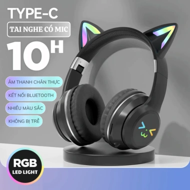 Tai nghe Bluetooth chụp tai mèo có mic, bass mạnh, gập gọn tiện lợi - chỉ 199.000đ 10