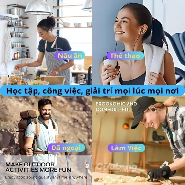 Tai Nghe Bluetooth Đeo Cổ Không Dây 5.3 - Chạy Bộ Thể Thao, Gaming, Âm HIFI, Hỗ Trợ TF MP3 - Giá 129.000₫