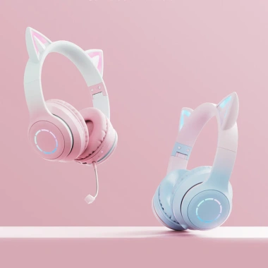 Tai Nghe Bluetooth Gaming Tai Mèo 4 Màu - Không Dây, Dây Cắm PC, Mic Rời, Giá 279k
