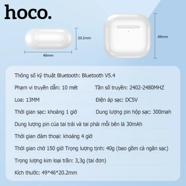 Tai nghe Bluetooth HOCO EW78 TWS – Âm thanh chất lượng, kết nối ổn định, 156.000₫ 8