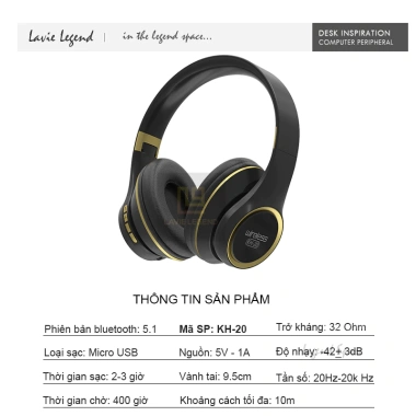 Tai Nghe Bluetooth KH-20 Chụp Tai Bass Mạnh, Pin Trâu, Mic Đàm Thoại, Cản Tiếng Ồn, Âm Thanh Hifi - Giá 269k 3 Tai Nghe Bluetooth KH-20 Chụp Tai Bass Mạnh, Pin Trâu, Mic Đàm Thoại, Cản Tiếng Ồn, Âm Thanh Hifi - Giá 269k 3
