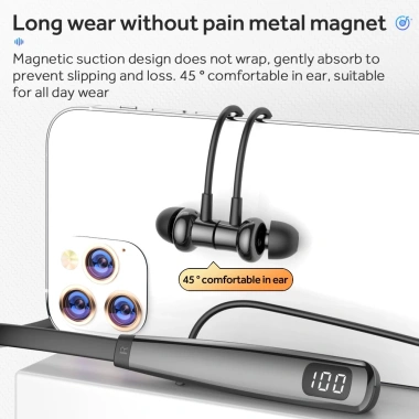 Tai Nghe Bluetooth Không Dây 100h, Mic và Nam Châm, Thể Thao, Tương Thích IOS Android - Giá 282.700₫